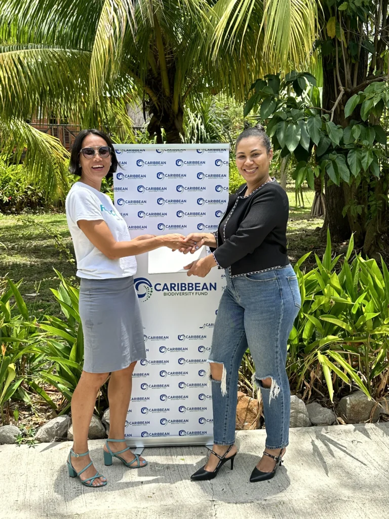 (L-R) Tanja Lieuw, Conservation Finance Program Manager, CBF. Danellia Aitcheson, Manager, NCTFJ